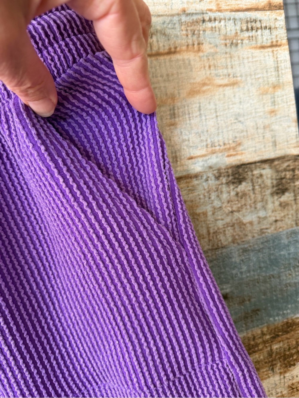 Zenana Women's Purple Ribbed Lounge Short Set - Picture 3 of 4